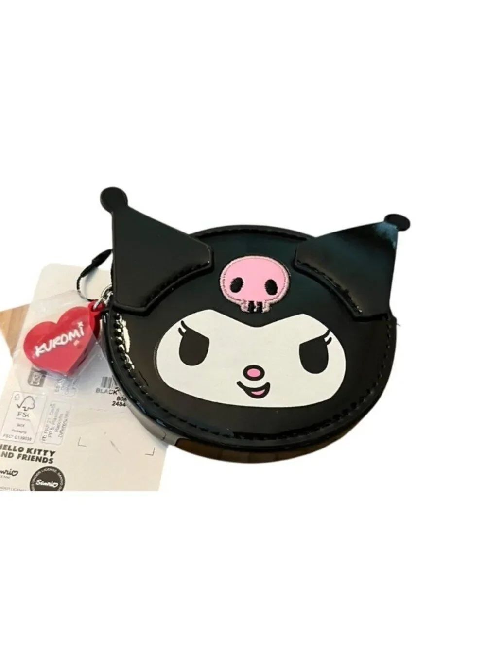 Disney Primark Hello Kitty Black Kuromi Coin Purse Faux Patent Leather NWT